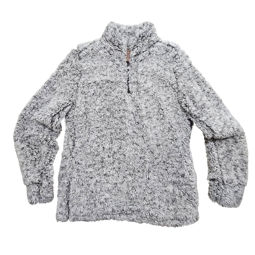 Weatherproof Vintage Womens Grey Sherpa Fleece Quarter‎ Zip Pullover Sweater M